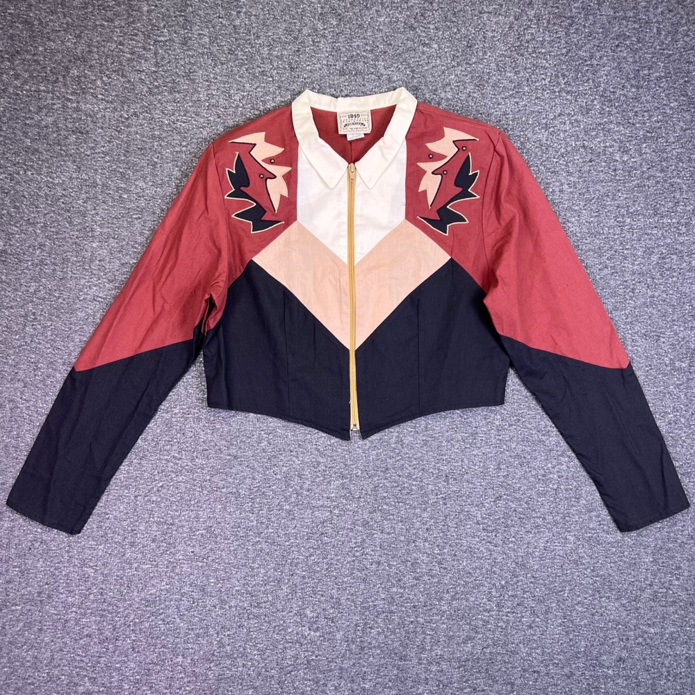 VTG 1849 Authentic Ranchwear Cropped Jacket Womens M Burgundy Western Rodeo USA
